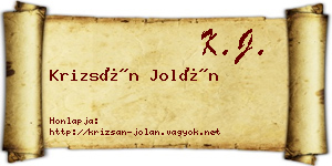 Krizsán Jolán névjegykártya