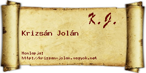 Krizsán Jolán névjegykártya